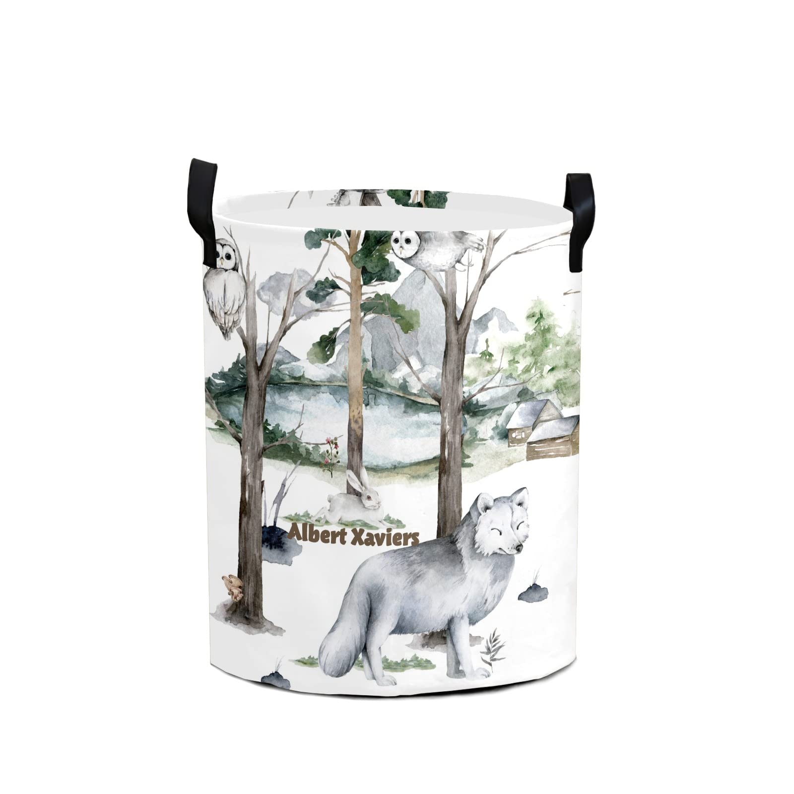 Waterproof Oxford Fabric Wildlife Wolf Storage Bin - Laundry Hamper, Toy Organizer, Nursery Clothes Basket for Bedroom & Baby Room | Durable Animal-Themed Home Decor for Forest Lovers