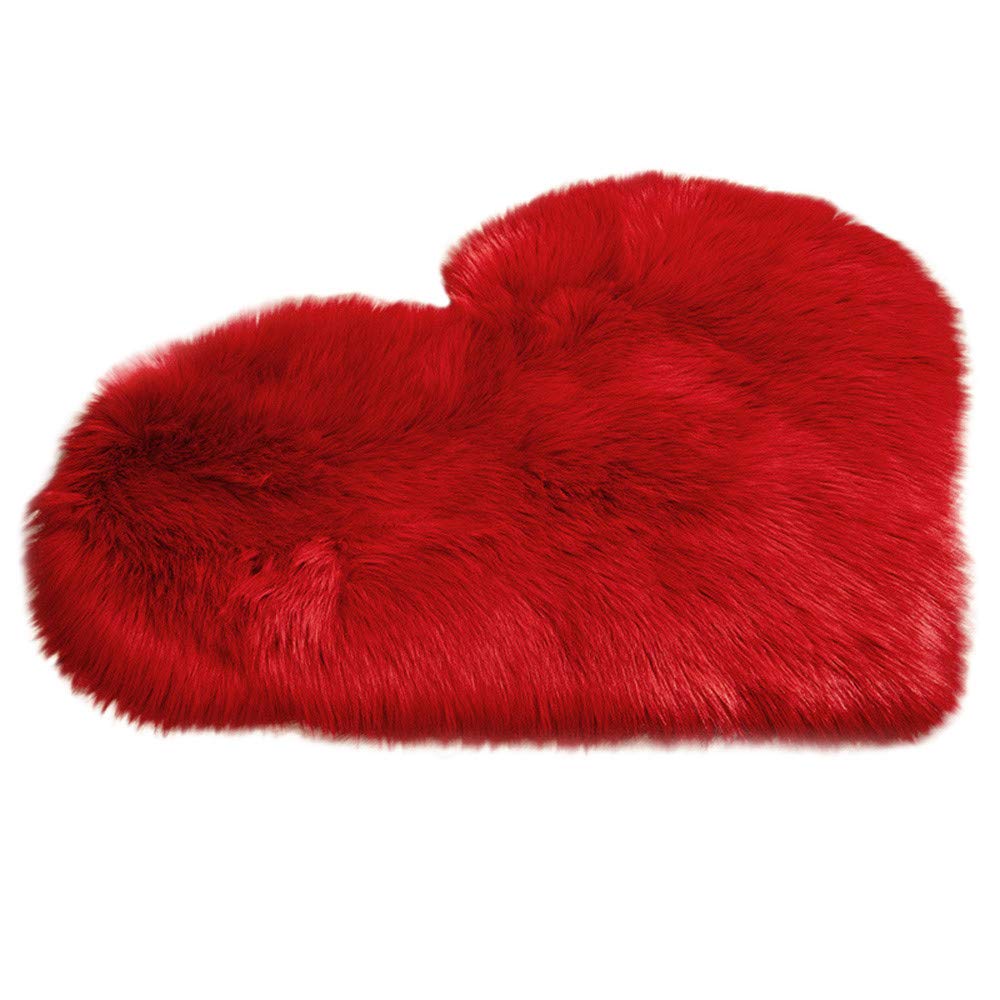 Godagoda Love Heart Faux Wool Sheepskin Rug - Soft Fluffy Hairy Carpet, Plush Faux Fur Floor Mat for Bedroom, Living Room, Nursery Decor