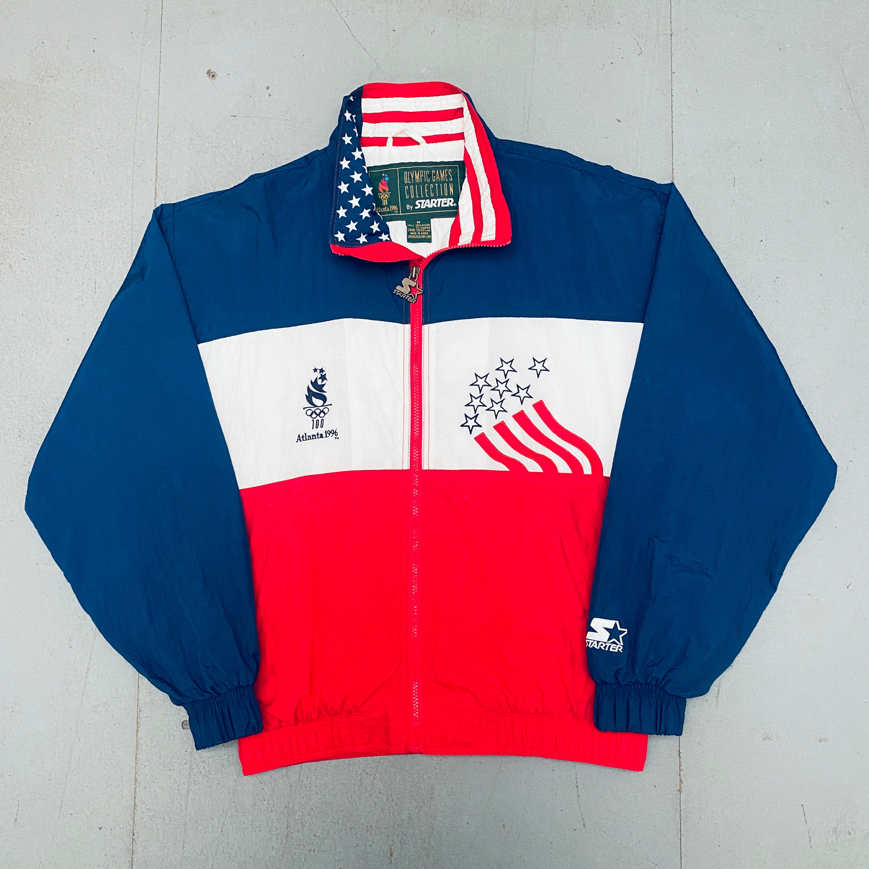 1996 Atlanta Olympics USA Team Full-Zip Starter Windbreaker Jacket - Vintage Collectible for Sports Fans & Retro Fashion