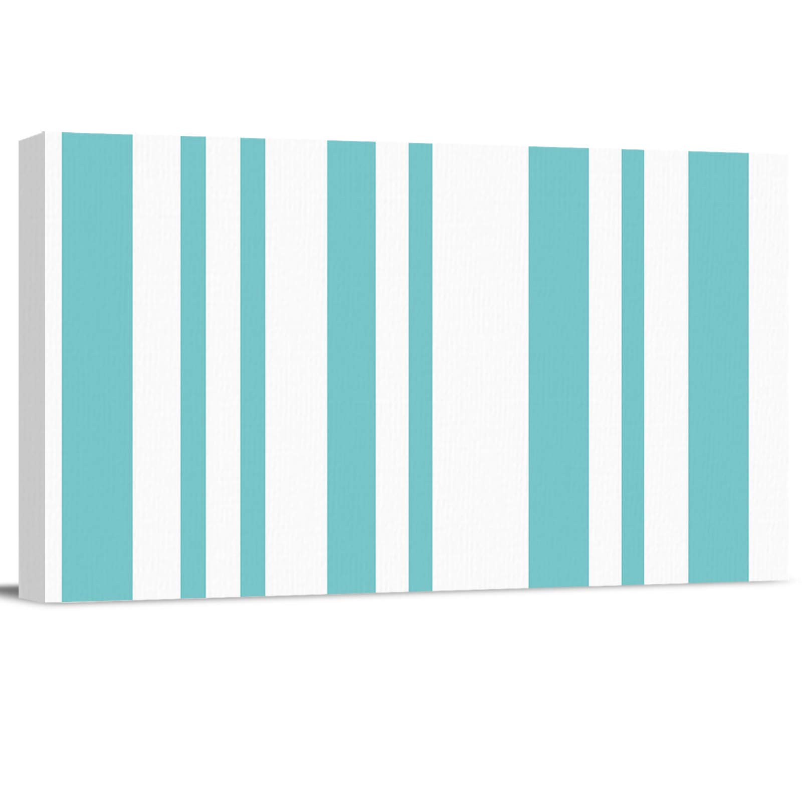 Abstract Gradient Aqua Stripe Framed Canvas Wall Art Print - 16x32 Inch Ready to Hang Painting for Bedroom, Bathroom & Kitchen Decor - Perfect Gift Idea for Home & Office Wall Decoration