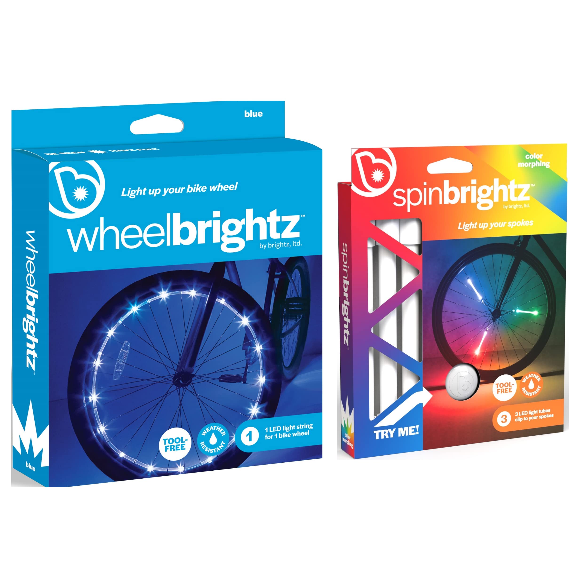 Brightz LED Bike Wheel Lights & Spoke Light Tubes Combo - 3 Pack Waterproof Bicycle Wheel Lights for Night Riding Safety - Perfect for Cycling, Commuting, and Outdoor Adventures