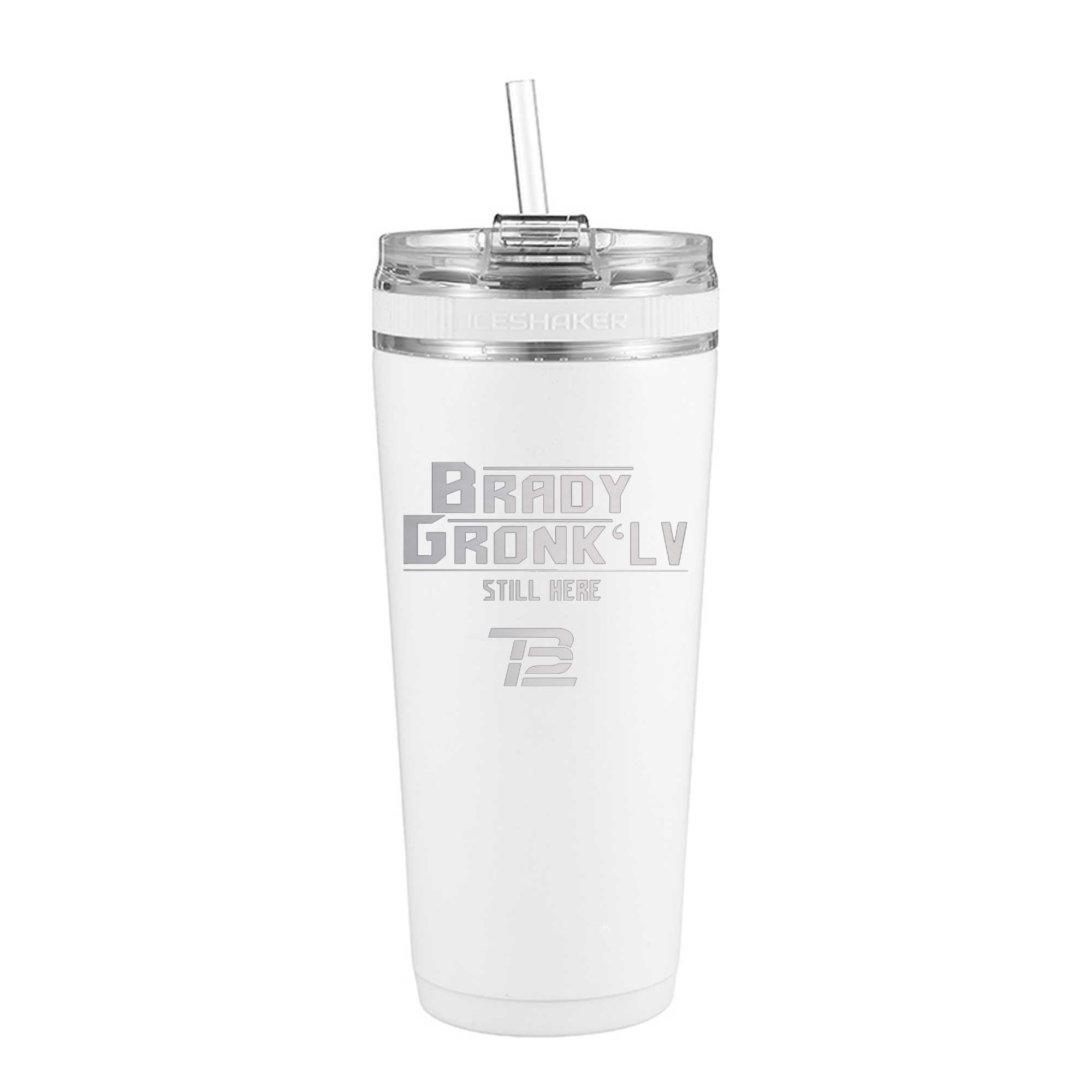 Gronk Brady 26oz Flexible Water Bottle - Durable & Leak-Proof, Perfect for Gym, Hiking & Outdoor Activities - White