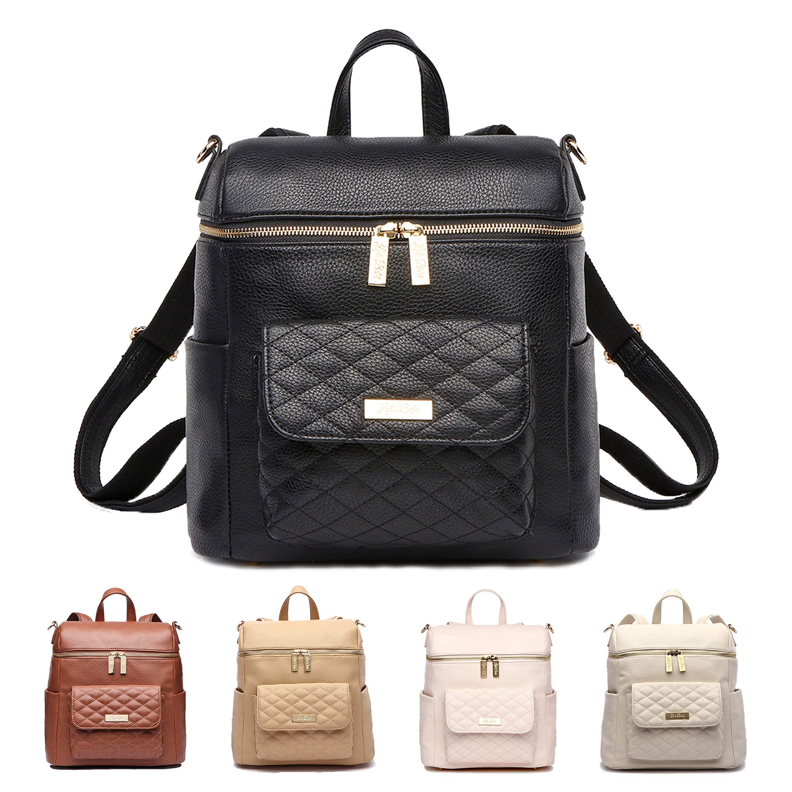 Luli Bebe Vegan Leather Diaper Backpack - Stylish Gender Neutral Baby Bag for Moms & Dads, Compact Mini Diaper Bag with Multiple Pockets (Ebony Black) | Perfect for Daycare, Travel & On-the-Go Parenting