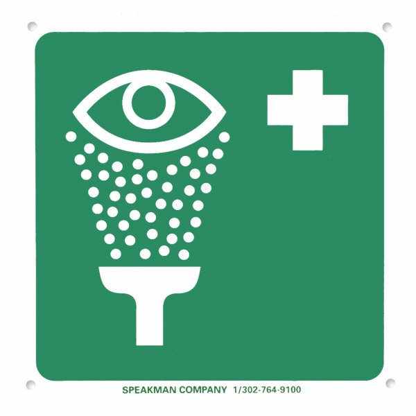 Speakman SGN1 Emergency Eyewash Station Sign - ANSI Compliant Safety Signage for Laboratories, Factories & Workplaces - Eye Wash Safety Equipment Warning Sign
