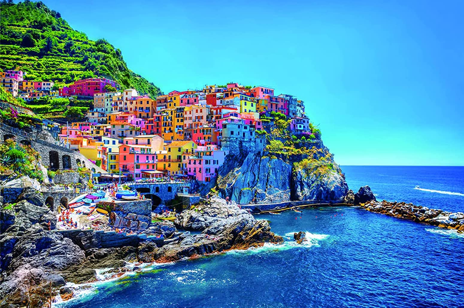AMCJJ 1000 Piece Wooden Jigsaw Puzzle for Adults - Cinque Terre Landscape (29.5