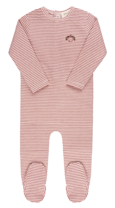 ELY & CO Metallic Stripe Baby Footie Pajamas - Soft & Comfortable Sleepwear for Infants (12 Months) - Perfect for Bedtime & Nursery