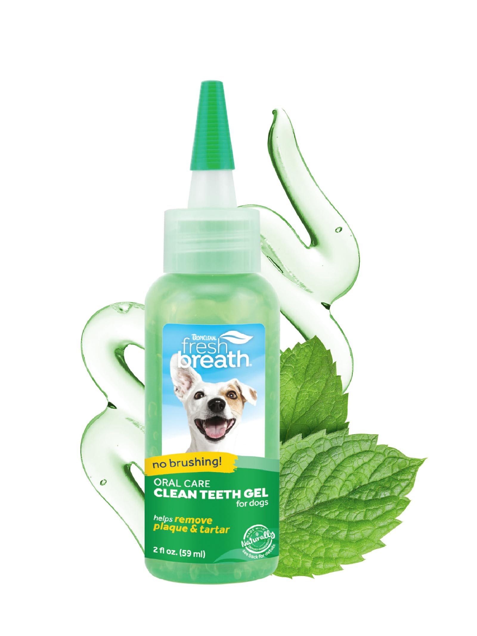 TropiClean Clean Teeth Gel for Dogs - Natural Dog Dental Care & Toothpaste | Freshens Breath & Fights Plaque | Made in USA | 2 oz | Perfect for Daily Oral Hygiene & At-Home Teeth Cleaning
