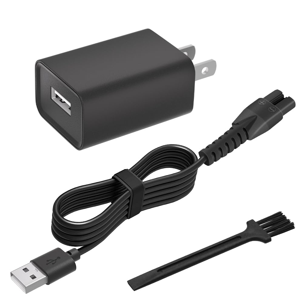 Replacement Charger for Manscaped Lawn Mower 3.0/2.0 - 5V Power Cord with Shaver Brush (4.9FT) - Compatible with Electric Groin Hair Trimmer - Perfect for Home & Travel Grooming