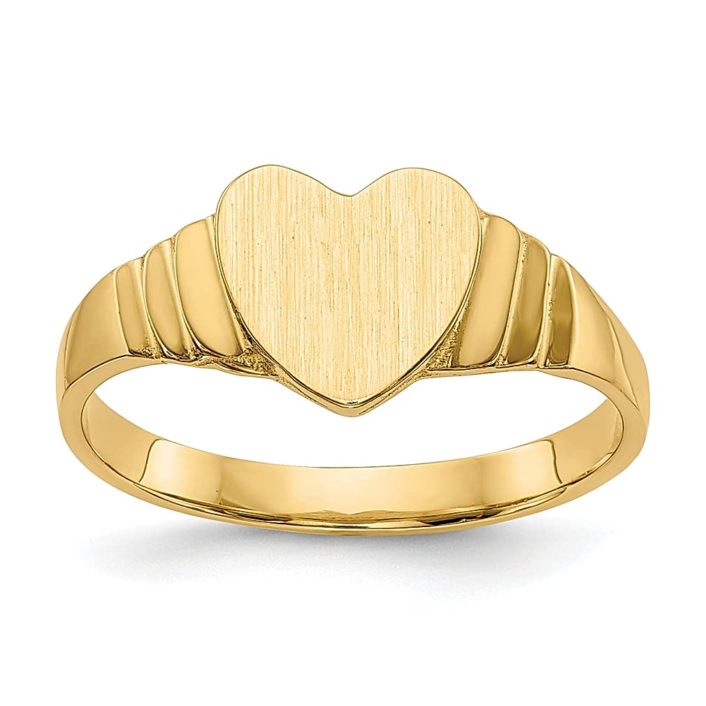 14K Yellow Gold Baby Heart Signet Band Ring - Size 3.50 Dainty Jewelry for Women, Perfect Gift for Her - Ideal for Valentine's Day, Anniversary, Birthday & Everyday Wear