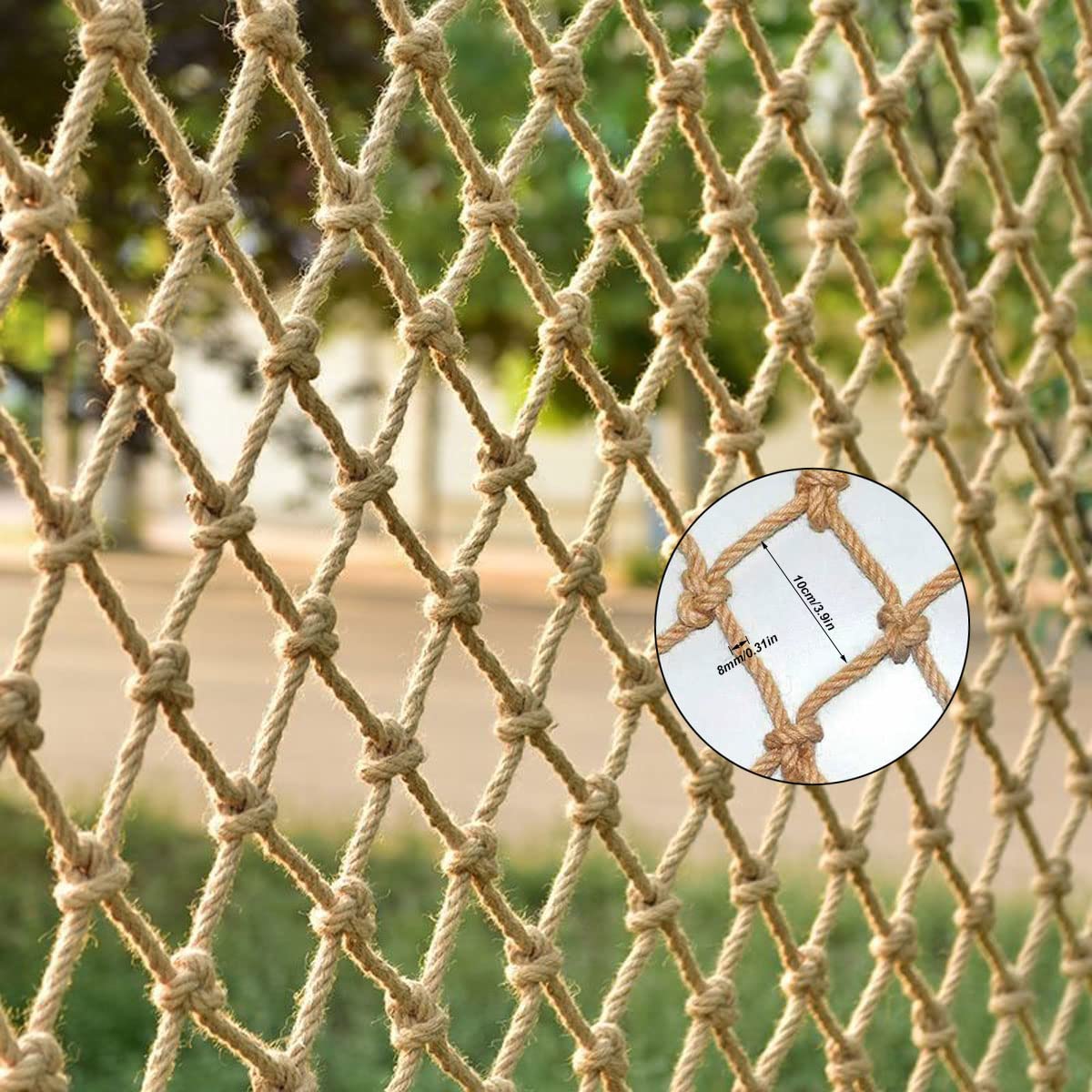 Premium Hemp Safety Net for Kids - Heavy Duty Climbing & Playground Protection (6.6x13.1ft) - Balcony, Stairs, Garden & Indoor/Outdoor Safety Mesh (0.31in Rope, 3.94in Mesh) - Perfect for Play Areas, Tree Houses, and Childproofing Spaces