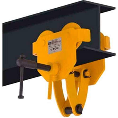 OZ Lifting OZ1BTC Beam Trolley with Clamp - 1 Ton Capacity for Overhead Lifting, Construction, and Warehouse Material Handling