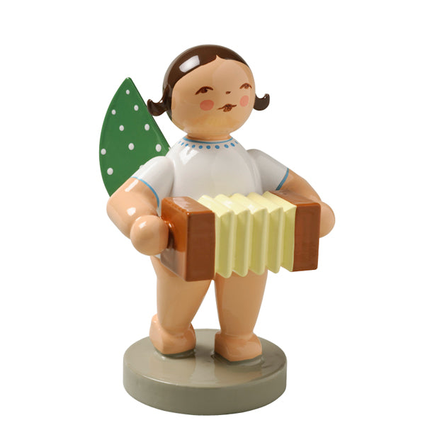 Wendt & Kuhn Angel Playing Bandoneon - Handcrafted Wooden Figurine for Christmas Decorations & Collectible Gifts
