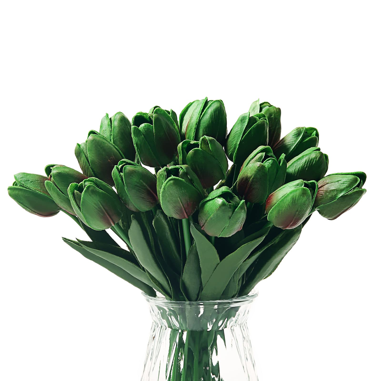 STAREDGE 22Pcs Real Touch Artificial Green Tulips Flowers - Lifelike Fake Floral Arrangement for Table Centerpiece, Home Decor, Wedding, Party & Office Decoration