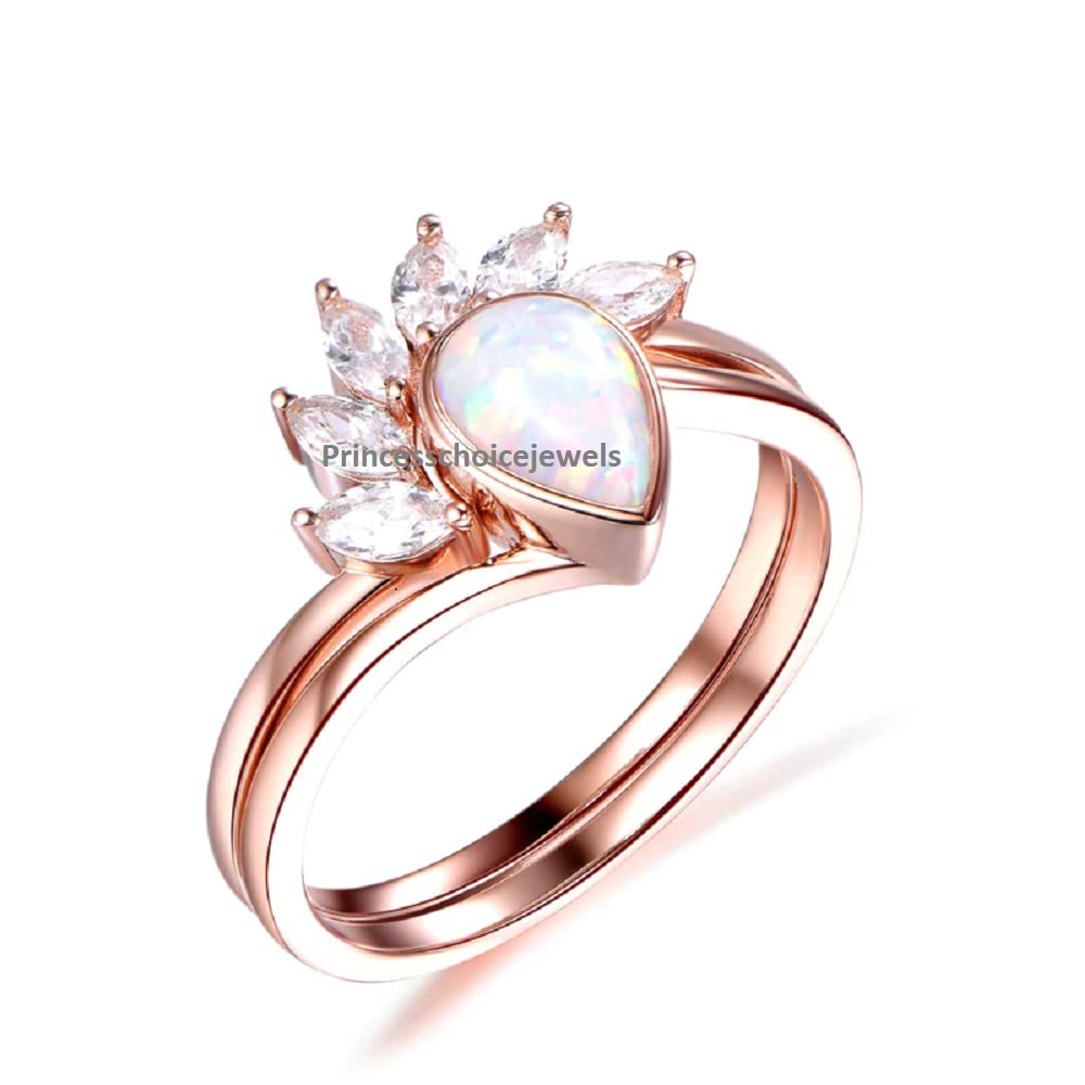 Elegant Curved Stackable Engagement Ring Set - Matching Wedding Band for Women, Art Deco Style Jewelry - Perfect for Anniversaries, Proposals & Special Occasions