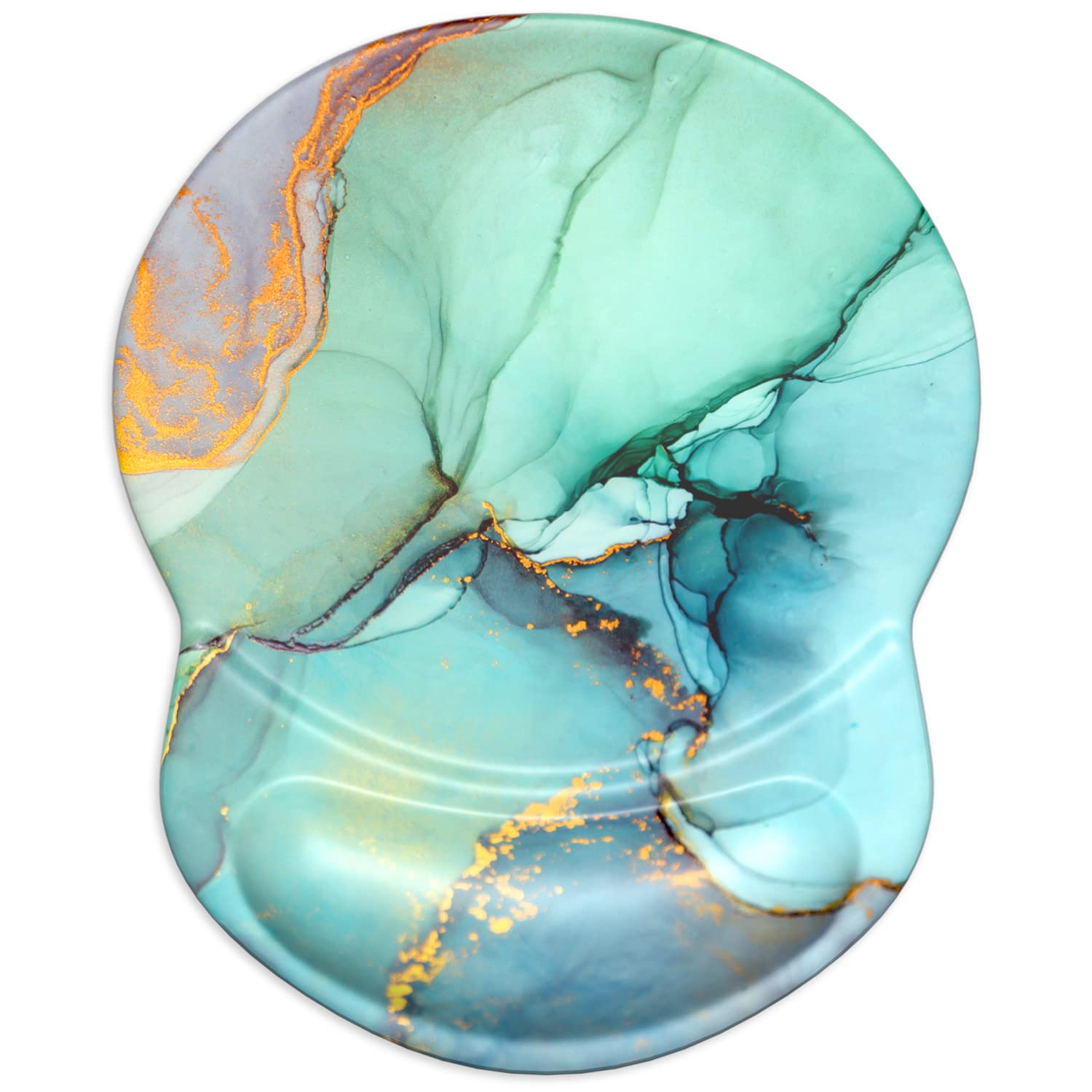 Ergonomic Mouse Pad with Gel Wrist Rest - Non-Slip PU Base & Lycra Cloth Surface for Gaming, Office & Travel - Modern Marbling Design for Women - Perfect for Computer, Laptop & Workstation Use