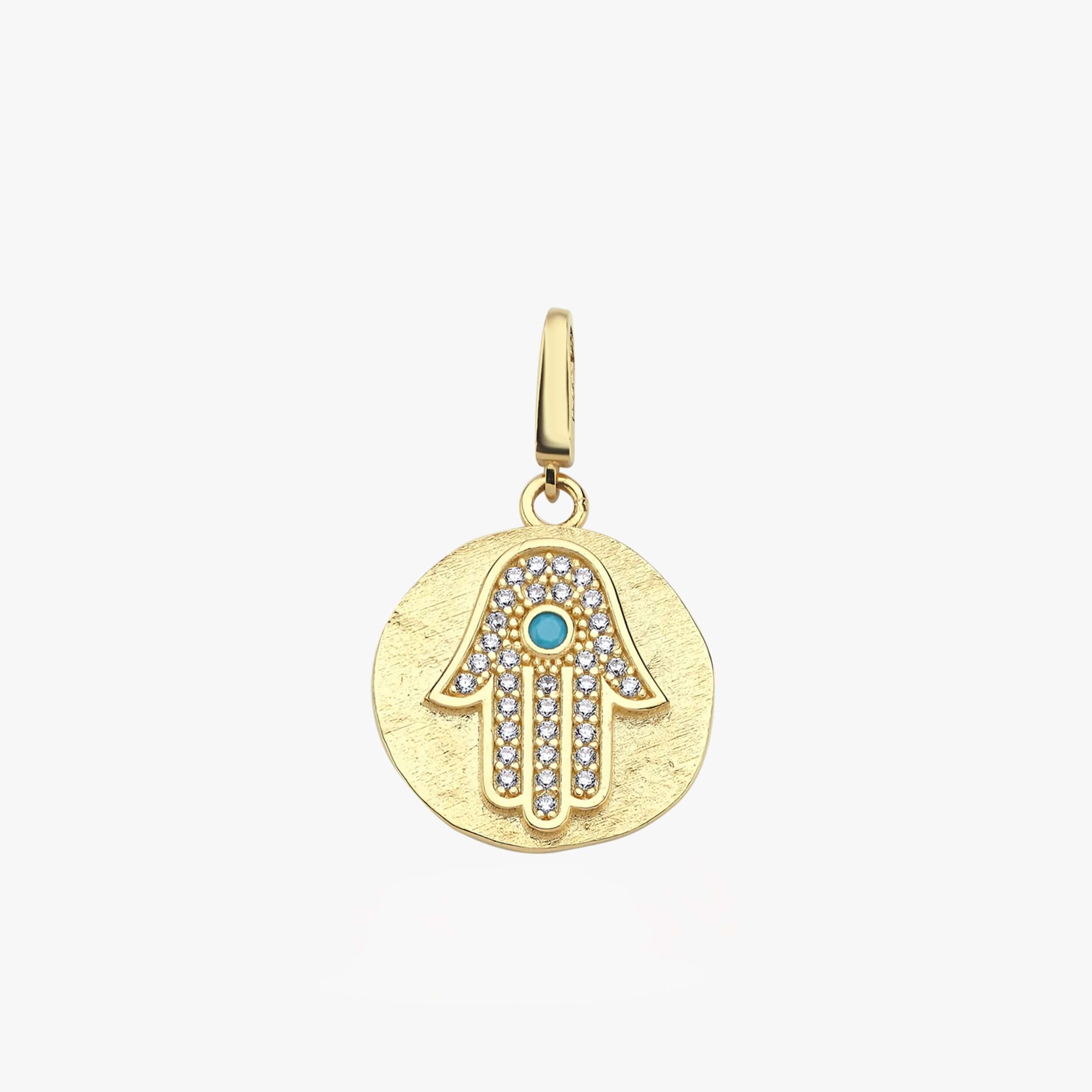 14K Solid Gold Hamsa Necklace for Women - Hand of Fatima Pendant Jewelry for Protection & Good Luck - Perfect for Gifts, Meditation & Spiritual Wear