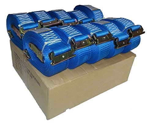10-Pack Heavy Duty E-Track CAM Buckle Straps (Blue) - Secure Cargo, Motorcycle, ATV & Truck Loads for Safe Transport