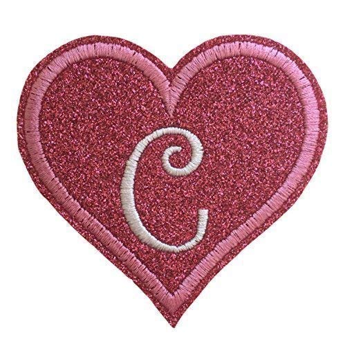Custom Embroidered Glitter Felt Heart Iron On Patch - Personalized Initial Monogram for Jackets, Bags & DIY Crafts