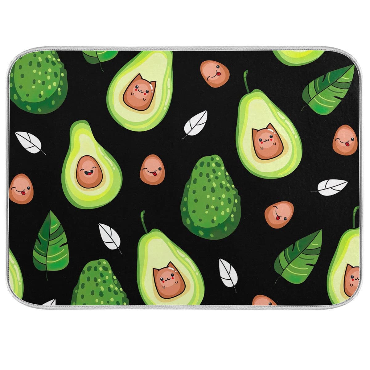 Green Avocado Fruit Kitchen Dish Drying Mat - Extra Large 18 x 24 Inch Heat Proof Counter Mat for Drying Dishes, Utensils, and Cookware - Perfect for Kitchen Countertops and Sink Areas