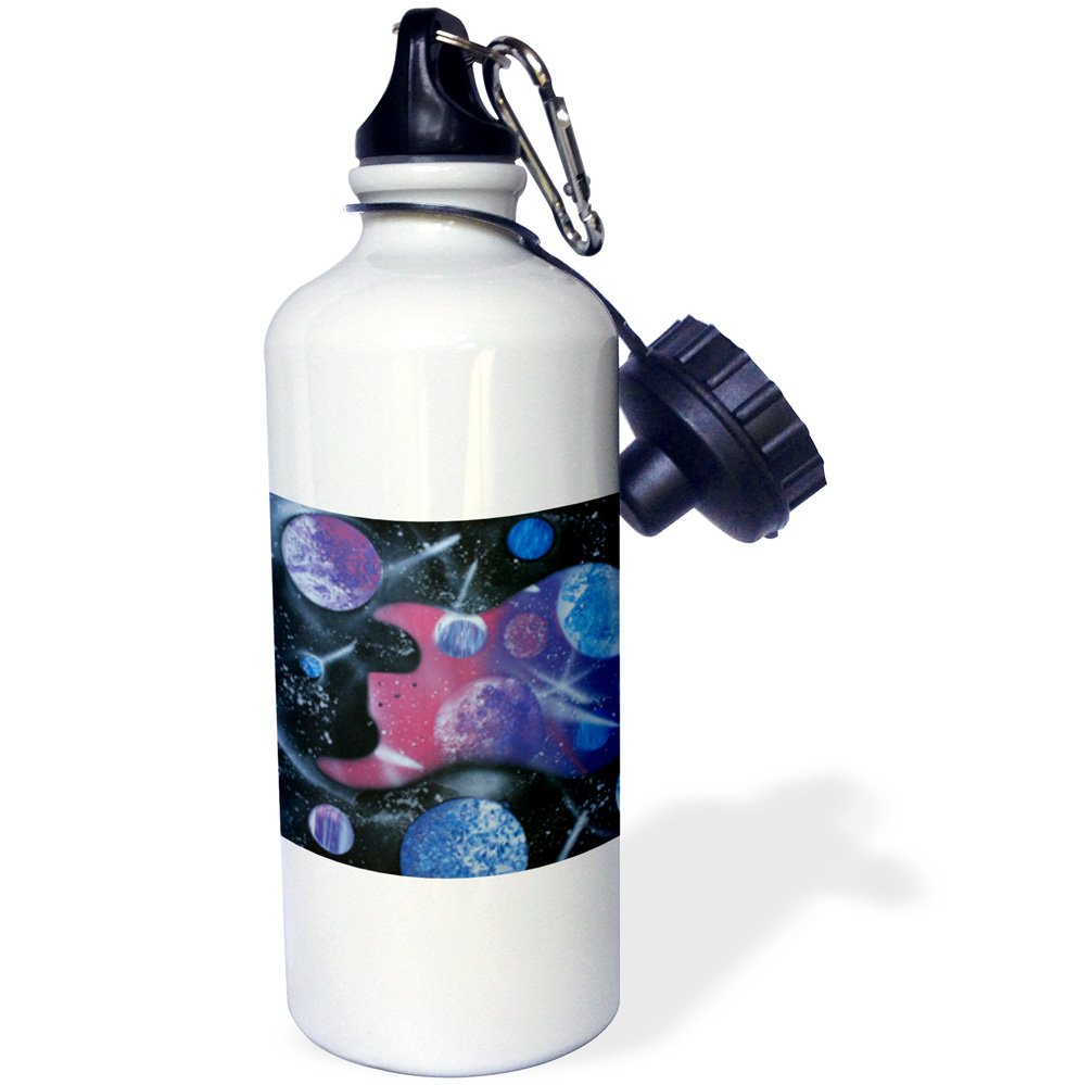 3D Rose Bass Guitar Purple Pink Blue Planets Sports Water Bottle - 21oz Insulated Stainless Steel Bottle for Gym, Hiking & Outdoor Activities - Multicolored Design