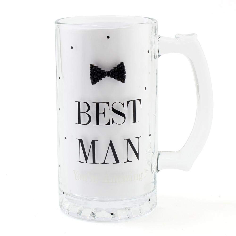Mad Dots Black Tie Best Man Beer Tankard - Perfect for Weddings, Bachelor Parties & Groomsmen Gifts