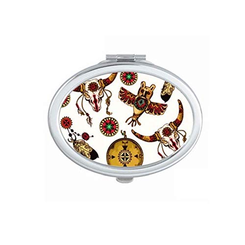 DIYthinker Traditional American Indian Animal Totem Mirror - Portable Folding Hand Mirror with Double-Sided Design for Makeup and Travel | Perfect for Home Vanity, Travel Essentials, and Spiritual Decor