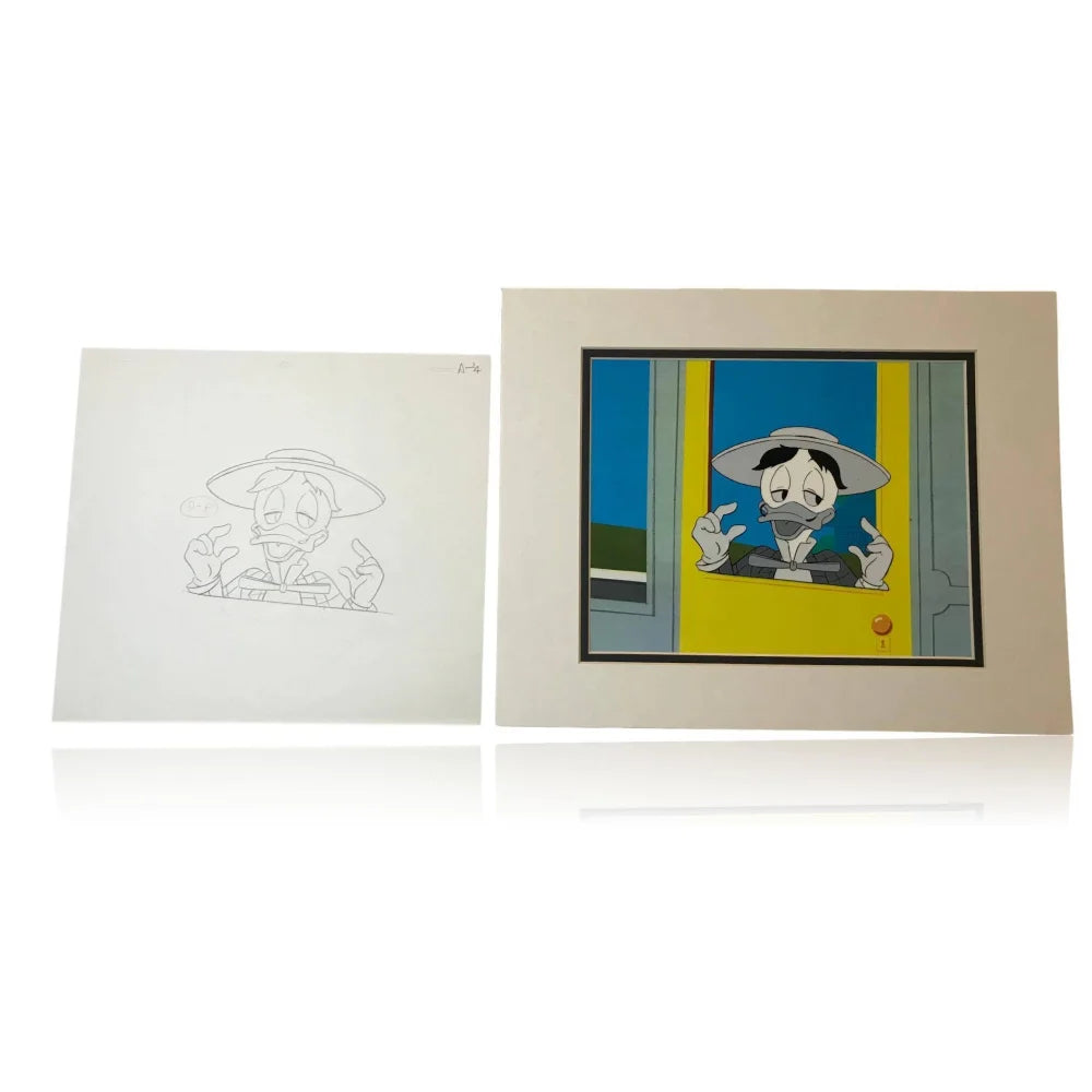 Vintage DuckTales Original Production Sketch Drawing & Cell with COA 1/1 - Rare 90s Disney TV Animation Collectible - Perfect for Disney Memorabilia Displays & Animation Art Collections