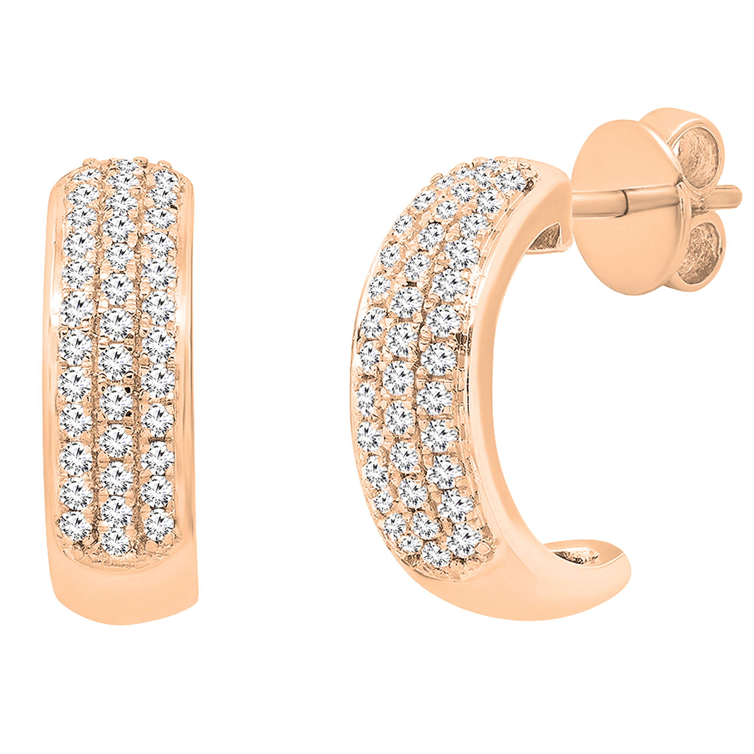 0.20 Carat Round Diamond Huggie Hoop Earrings for Women - 1/5 CT in 10K Gold - Perfect for Everyday Wear, Date Nights & Special Occasions