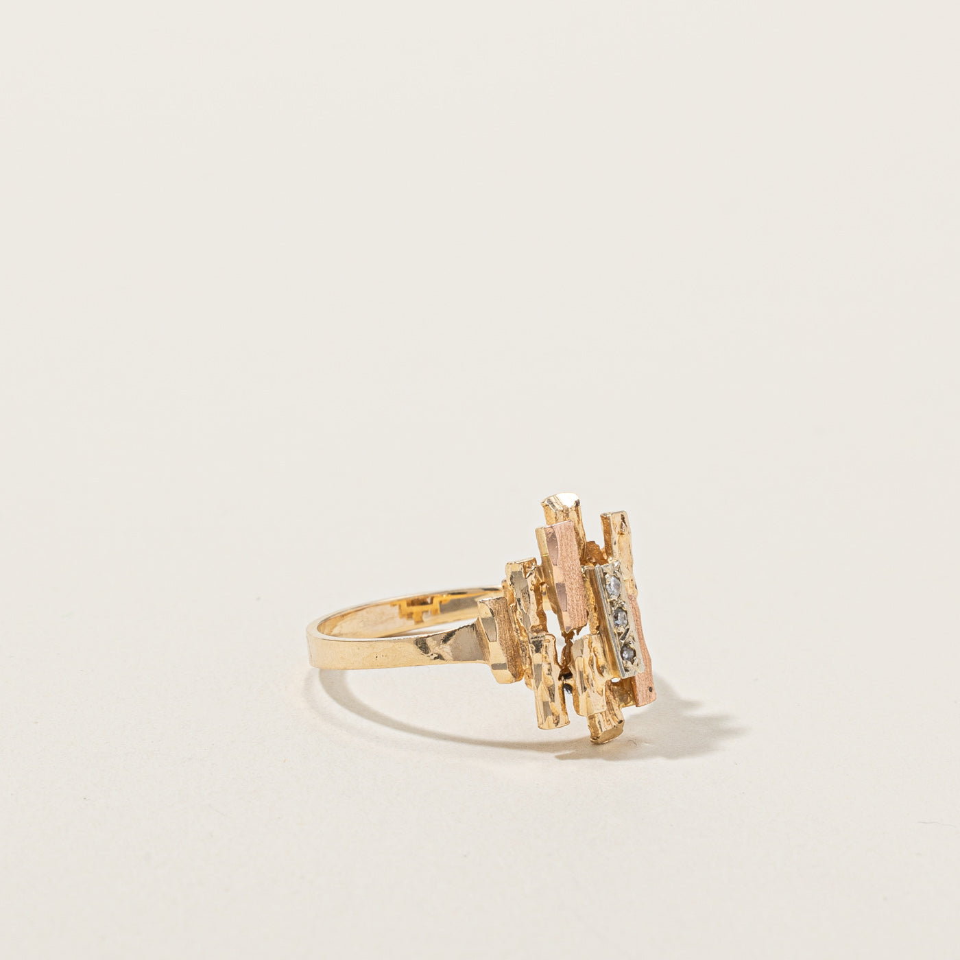 Textured Diamond Ring 0.03ctw Size 6 - Elegant Stackable Band for Women, Perfect for Everyday Wear, Anniversary Gifts & Wedding Jewelry