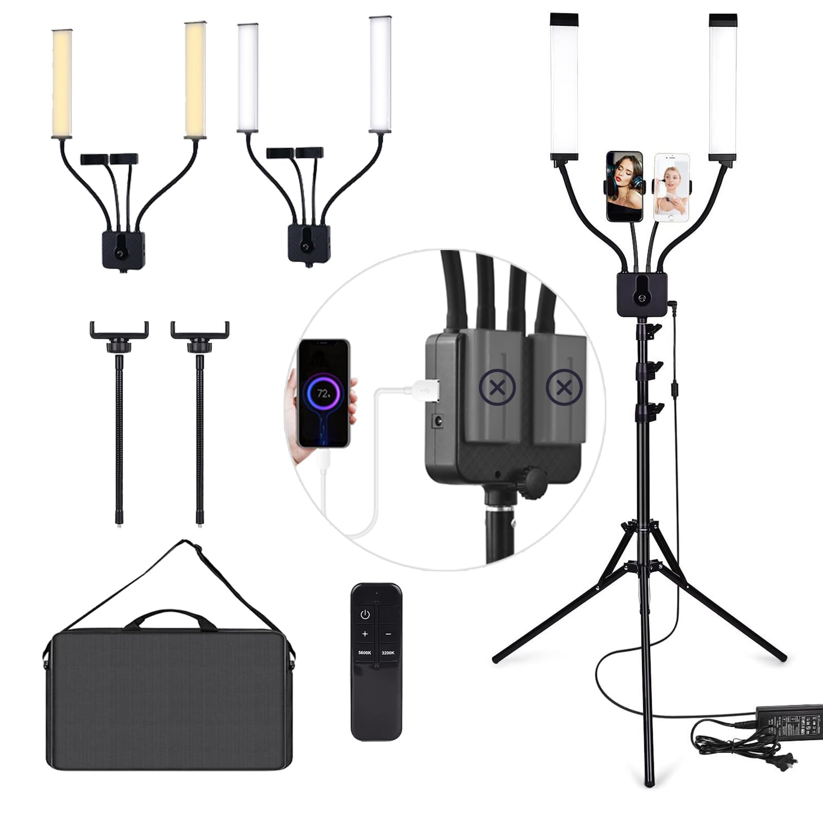 Professional 5800LM Lash Extension Lamp with Adjustable Tripod & Phone Holder - Perfect for Eyelash Extensions, Makeup, Tattoo, Photography & Video Recording - Ideal for Salons, Studios & Home Beauty Stations