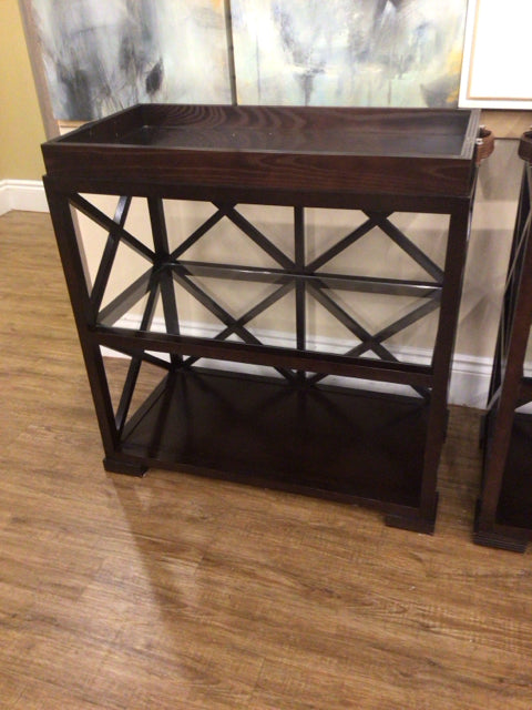 Dark Wood Mirrored Tray Top Console Table - Elegant Entryway Furniture for Hallway & Living Room Decor | Perfect for Displaying Decor, Keys & Essentials