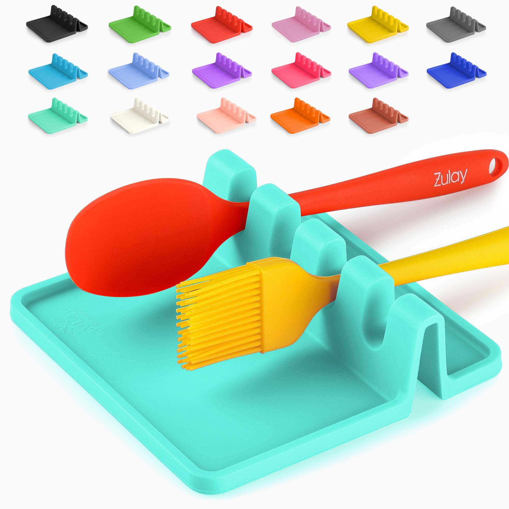 Zulay Silicone Utensil Rest - Heat-Resistant Spoon Holder for Stove Top - BPA-Free Kitchen Tool Organizer for Cooking