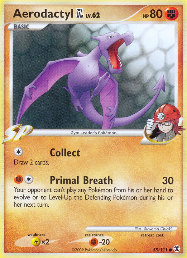 Aerodactyl GL (55/111) Pokemon Card - Platinum: Rising Rivals - Rare Holo - Collectible Trading Card for Battles & Display