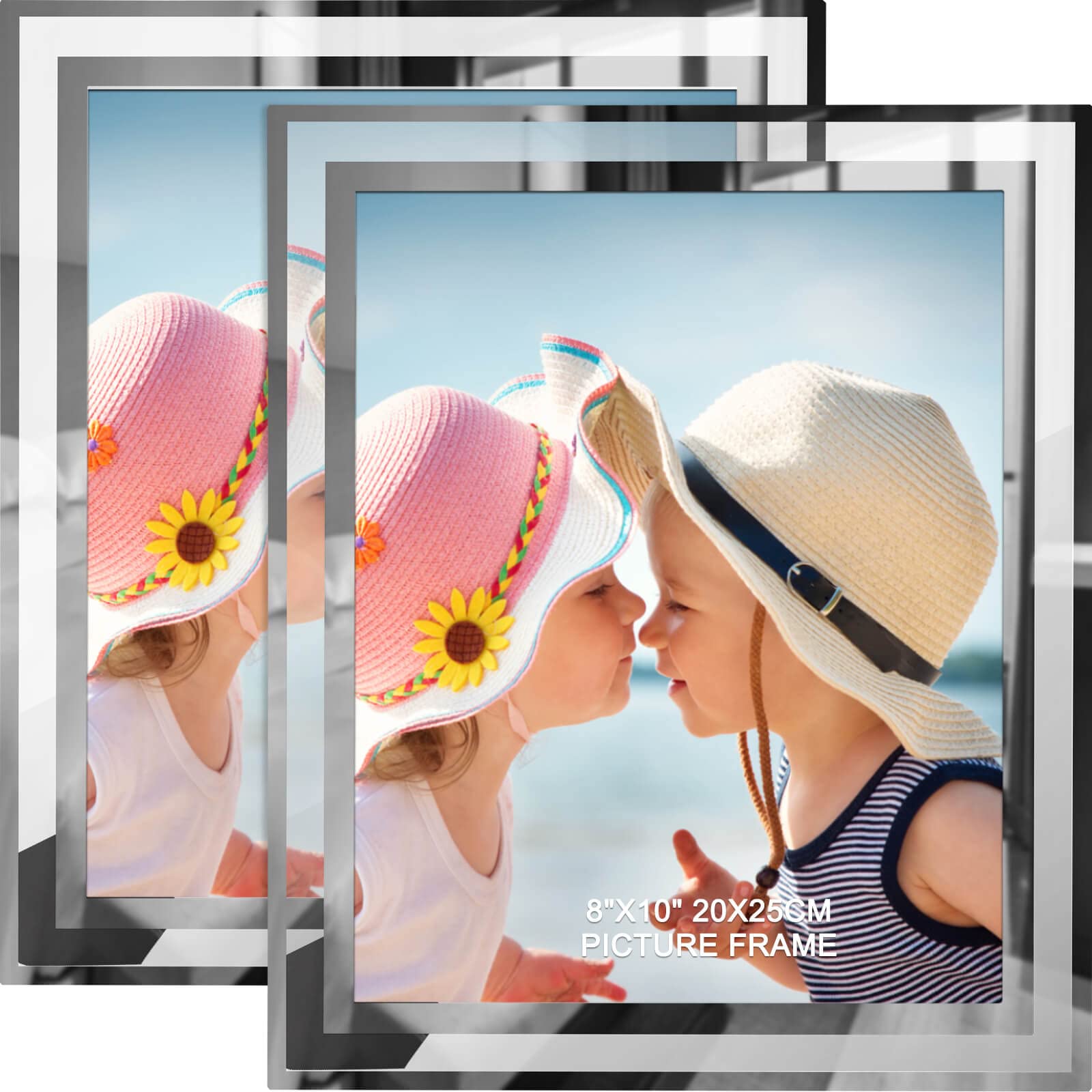 IZIDDO 8x10 Picture Frames Set of 2 - Silver Tabletop Photo Frames with Glass for Horizontal or Vertical Display - Perfect for Home Decor, Office Desk, and Gift Giving