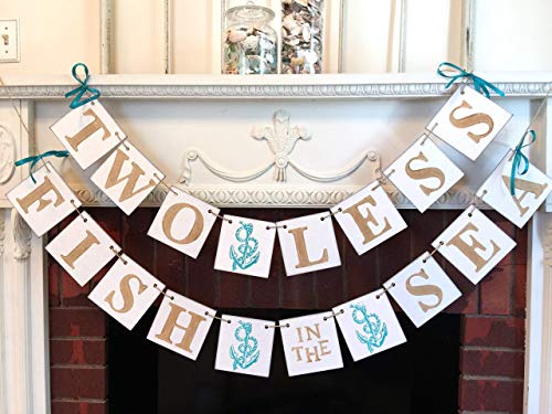 Nautical Wedding Banner - Two Less Fish in the Sea Sign for Engagement Party & Bridal Shower Decor | Perfect for Beach Theme Weddings & Ocean-Inspired Celebrations