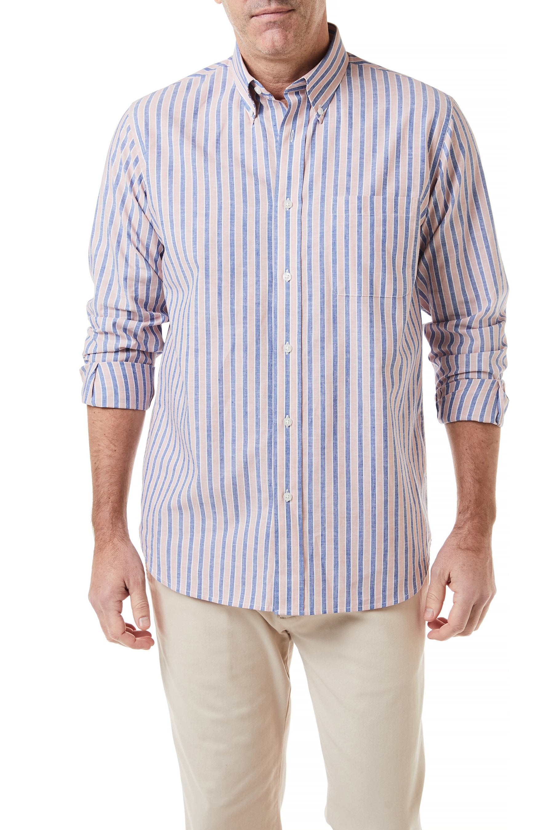 Chase Shirt Wharf Stripe Navy and Hurricane Red | Classic Striped Casual Button-Down Shirt for Men | Perfect for Office, Weekend Outings & Date Nights