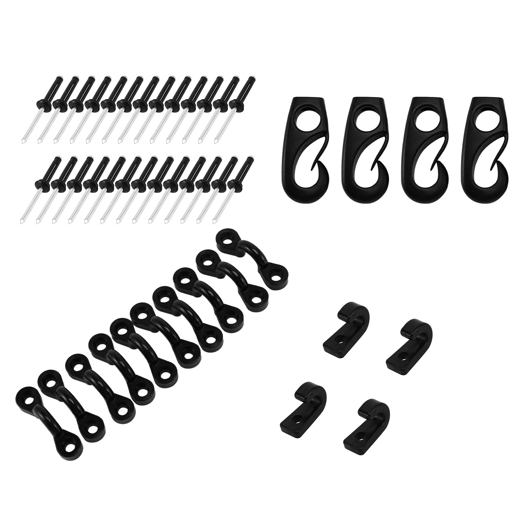 **Senmubery Kayak Pad Eye Kit - Nylon Bungee Deck Loops with Hooks, Clips, Screws & Rivets - Secure Cord End Hooks for Kayaks, Canoes & Boats - Perfect for Kayak Storage, Fishing Gear & Water Sports Accessories**