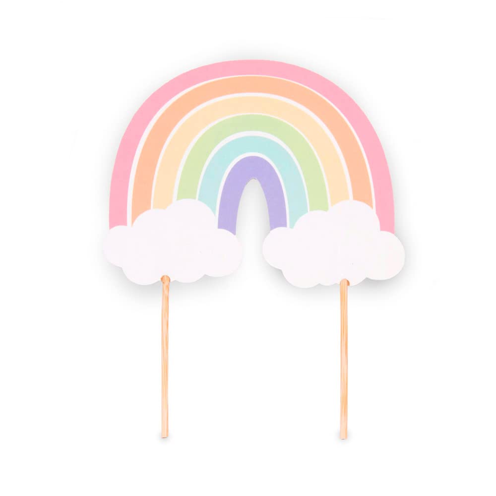 Anniversary & Birthday Rainbow Cake Topper - 12x9cm Pastel Cake Decorations - Sturdy Paper Rainbow Topper (J150) for Wedding, Baby Shower & Party Cakes