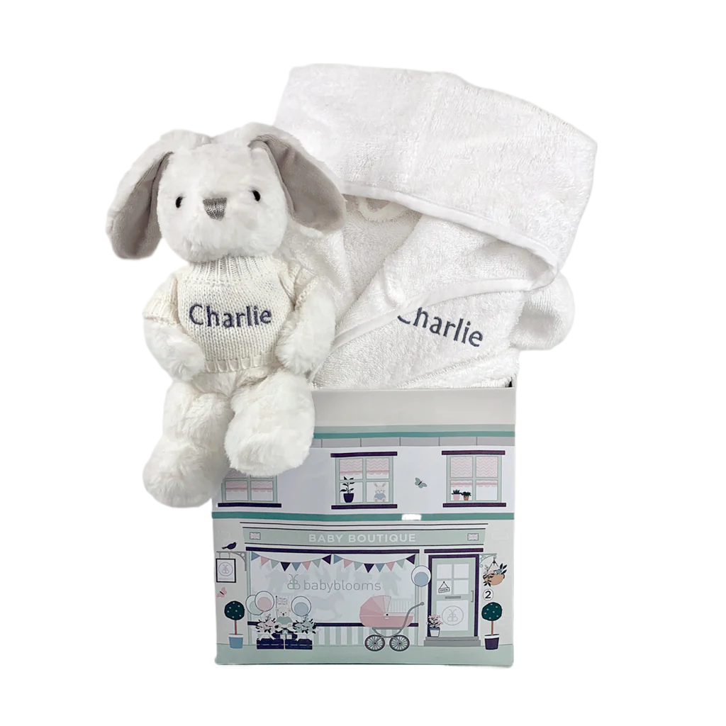 Personalized Baby Bunny & Bathrobe Set - Soft White Baby Gift for Newborns & Showers - Perfect for Photo Shoots & First Birthday Celebrations