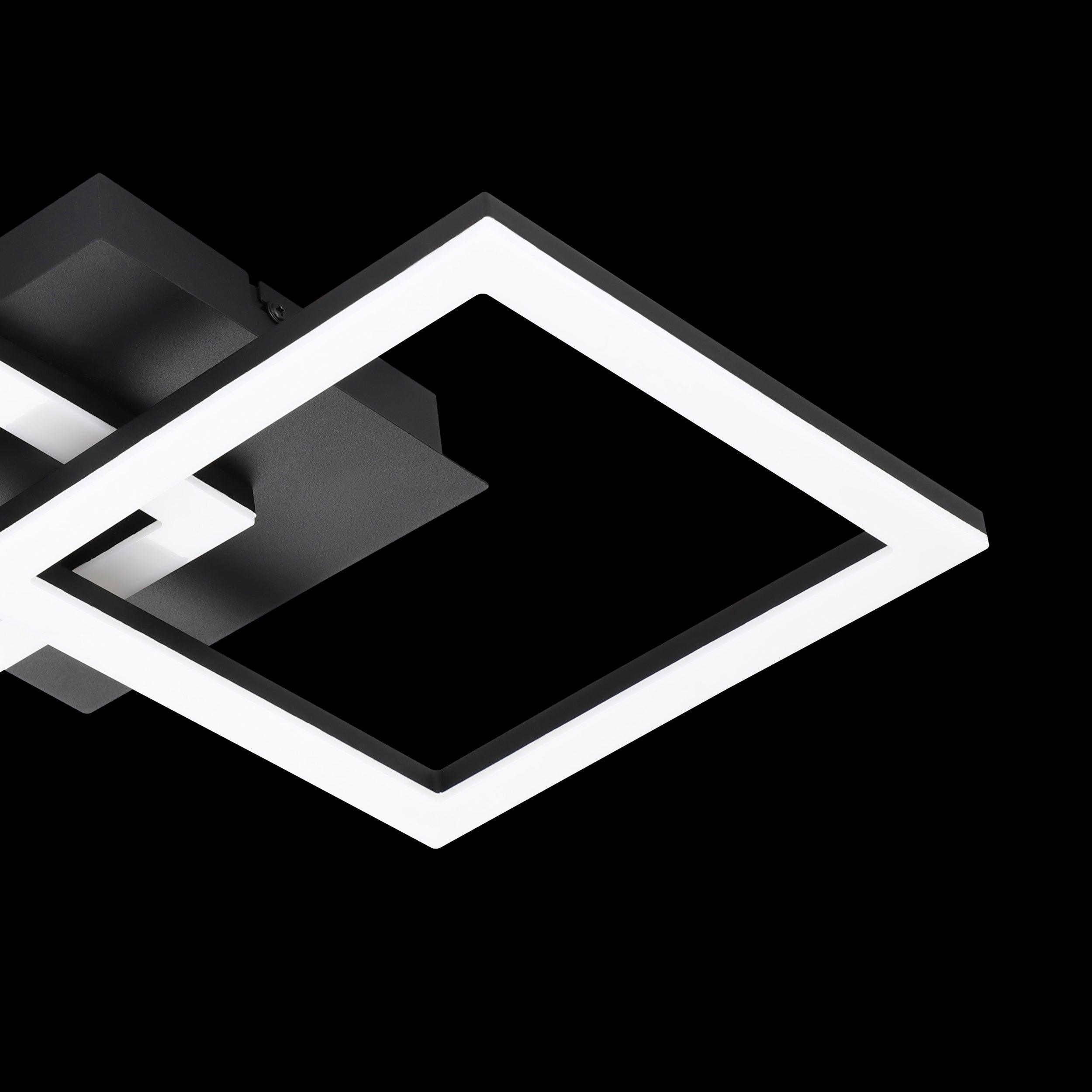 Eglo Connect Paranday Z Smart LED Flush Mount Ceiling Light - Black & White Square Design for Modern Home, Bedroom, or Office Lighting