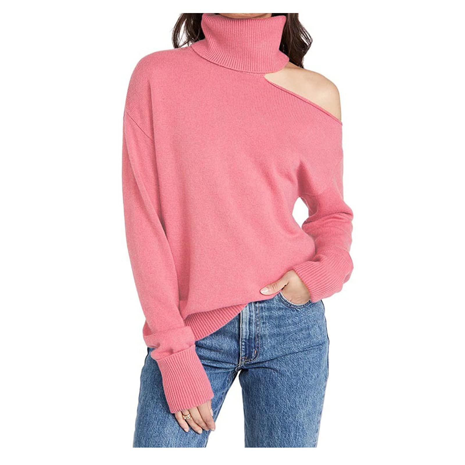 Sexy Off Shoulder Sweater for Women - Warm Slim Fit Pullover for Fall & Winter