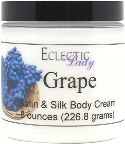 Luxury Grape Satin & Silk Body Cream - 8oz Hydrating Lotion for Dry Skin | Perfect for Spa Days, Nighttime Moisturizing & Gift Sets