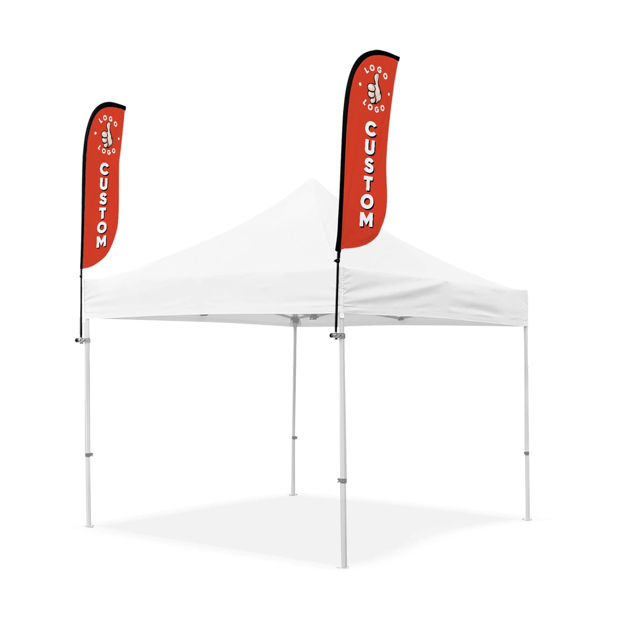Portable Pop Up Tent with Dual Feather Flag Add-On - Perfect for Outdoor Events, Camping, and Tailgating