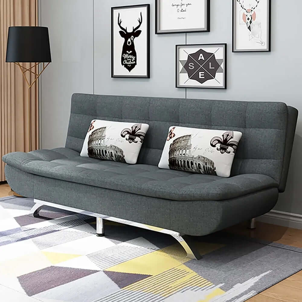 2-in-1 Linen Futon Sofa Bed with Removable Cushions – Convertible Sleeper & Lounge for Small Spaces – Perfect for Apartments, Dorms & Guest Rooms