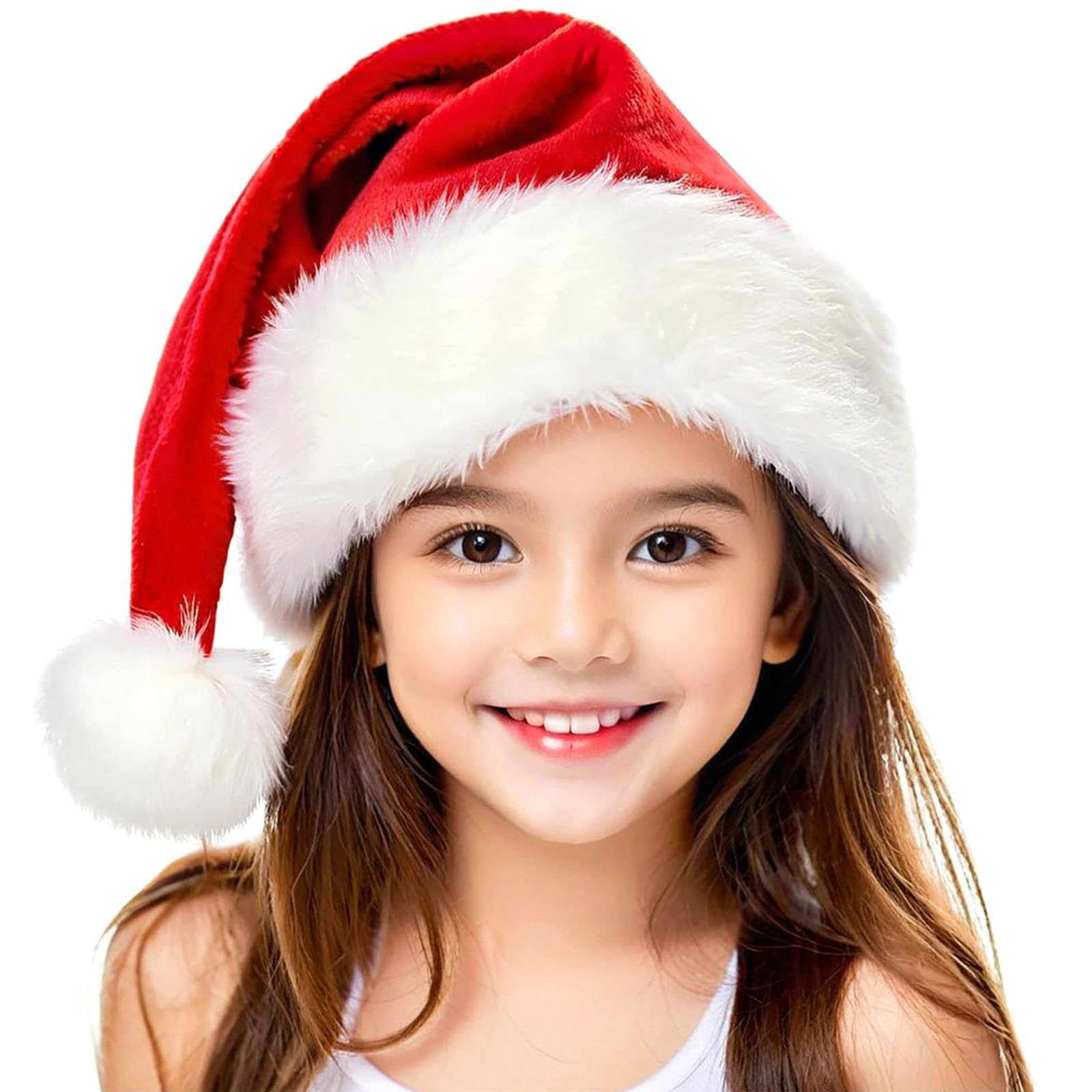 Festive Santa Hat for Kids & Adults - Soft Velvet Christmas Holiday Hat for Xmas, New Year & Party Celebrations - Perfect for Family Gatherings, Holiday Photos & Festive Events