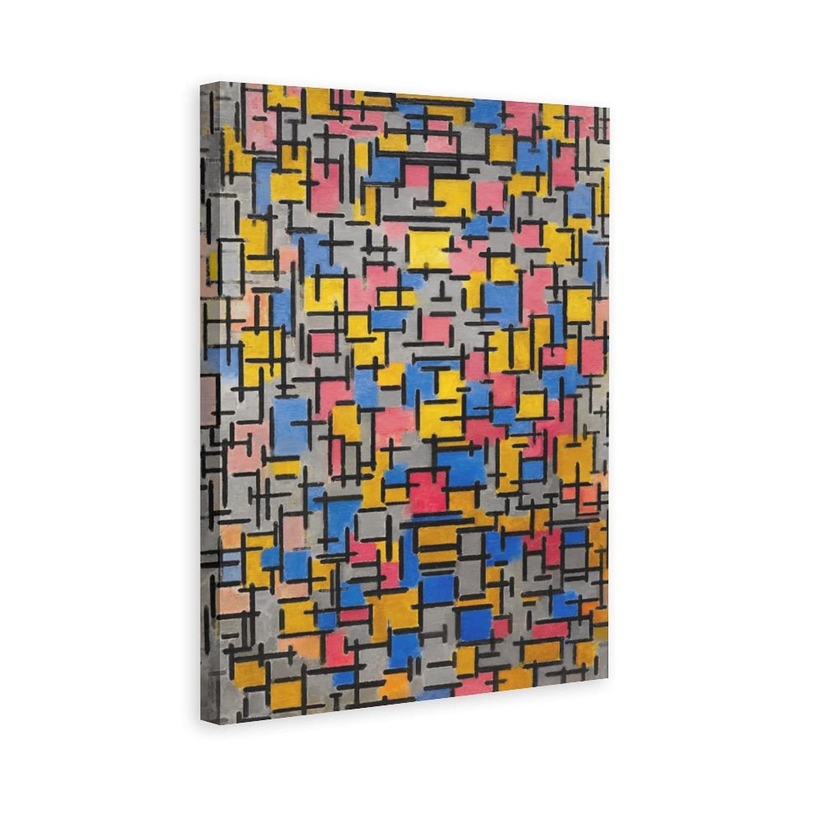 Piet Mondrian Abstract Composition Canvas Art Print - Modern Wall Decor for Bedroom, Living Room & Office - 24x36 Inches (60x90cm) - Perfect Gift for Art Lovers & Home Decor Enthusiasts | Enhance Your Space with Iconic Dutch De Stijl Design