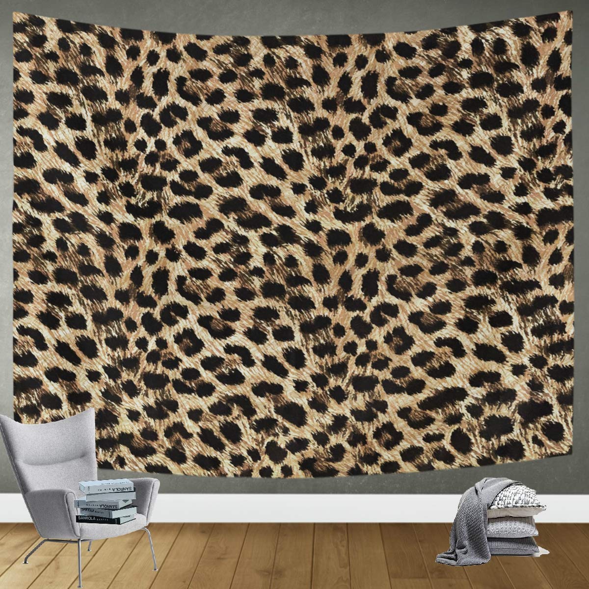 DOMIKING Leopard Print Tapestry Wall Hanging - 80x60 Inch Bohemian Wall Art Decor for Bedroom, Living Room, Dorm | Trippy Hippie Aesthetic for Home Decor & Photo Backdrop