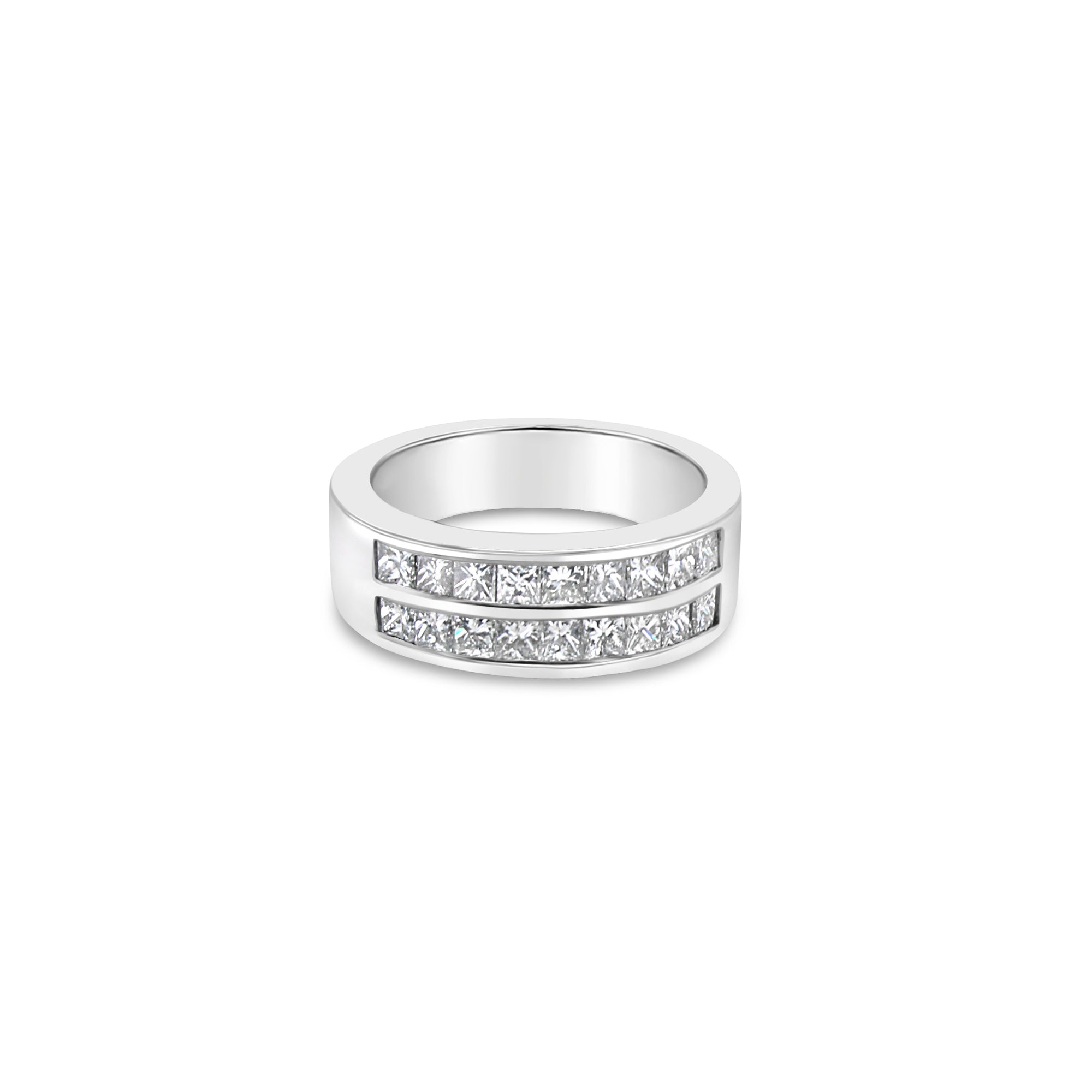 1.75cttw Princess Cut Channel Wedding Band in 14k White Gold – Elegant Bridal Ring for Engagement, Anniversary & Special Occasions
