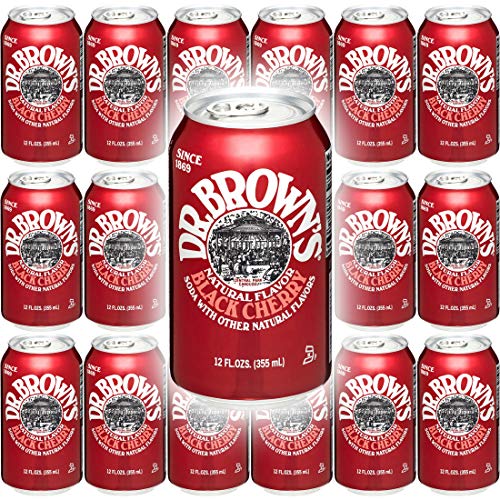 Dr. Brown's Black Cherry Soda - 12 oz Cans (Pack of 18, 216 oz Total) | Classic Kosher Soft Drink for Parties, BBQs & Jewish Holidays
