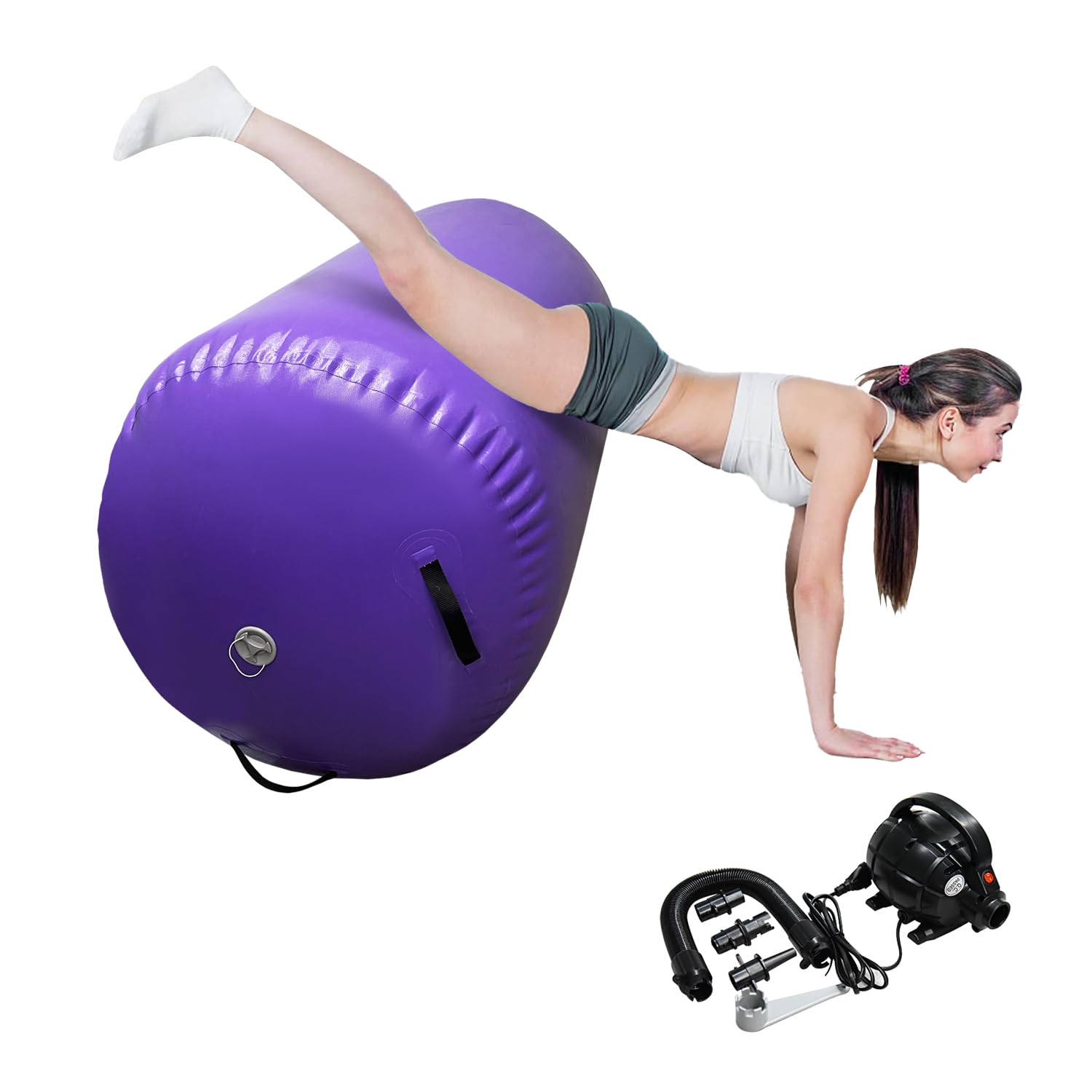 Inflatable Air Barrel Back Roller Tumbling Mat with Electric Pump - Gymnastic Equipment for Home Gym, Cheerleading & Yoga - Perfect for Exercise, Stretching & Fitness Training